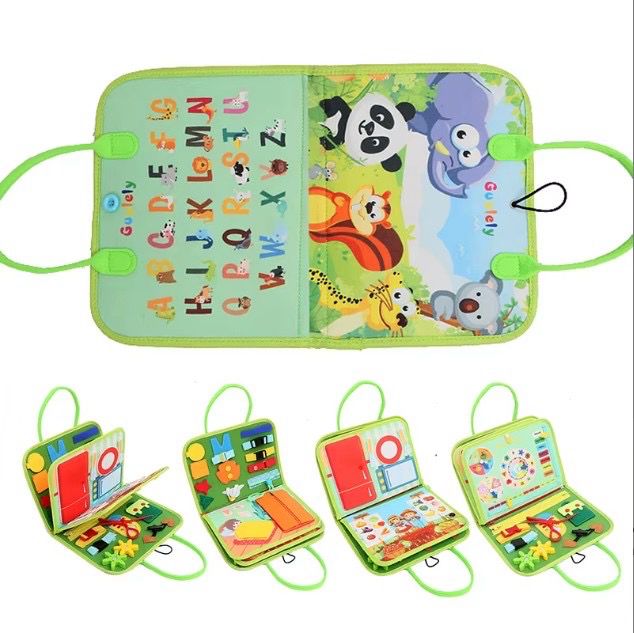 Valija de tela montessori con páginas de actividades - Animales