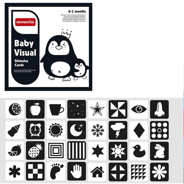 Set 32 tarjetas estimulación visual contraste para bebé
