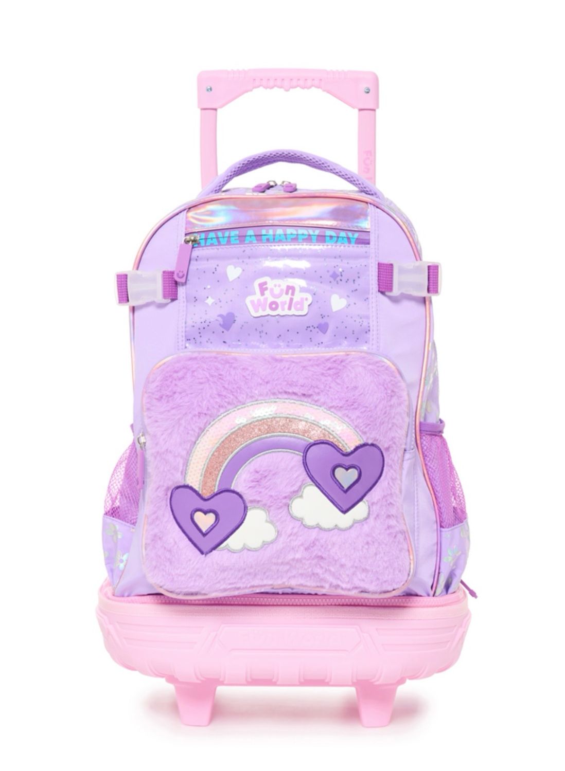 Mochila 18″ Fun World con carro desmontable Lovely - Violeta