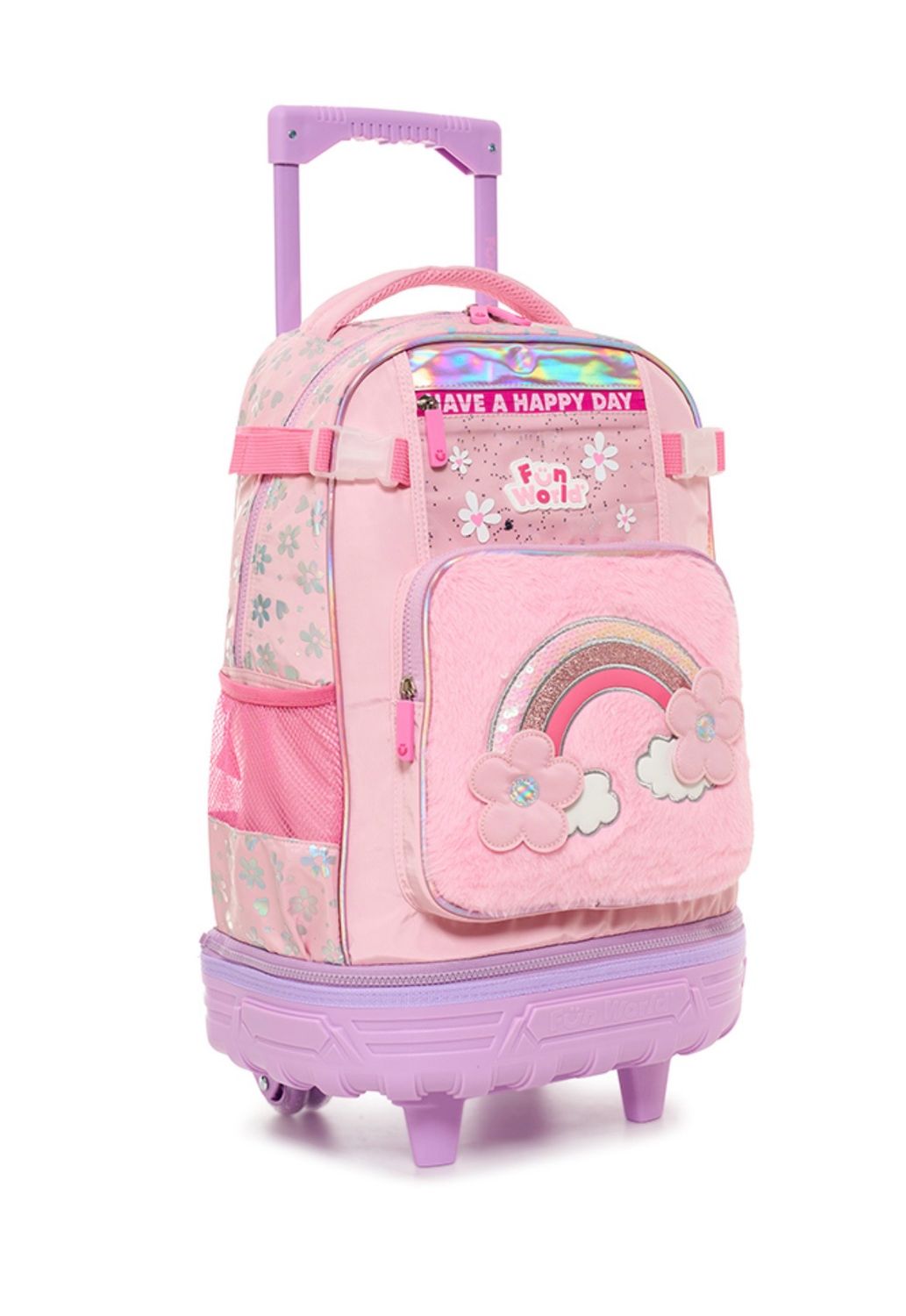 Mochila 18″ Fun World con carro desmontable Lovely - Rosa