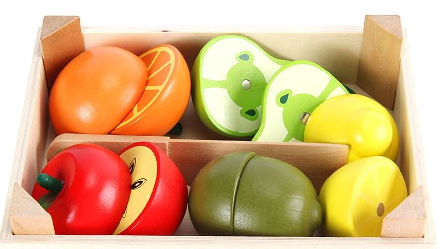 Cajón de frutas de madera para cortar
