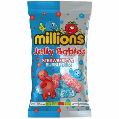 Millions Jelly Babies Strawberry and Bubblegum 190g