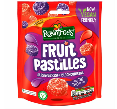 Rowntree's Fruit Pastilles Strawberry & Blackcurrant Vegan Sharing Pouch 143g