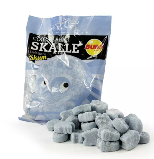 Vegan Swedish Cool Blueberry Foam Skulls 90g