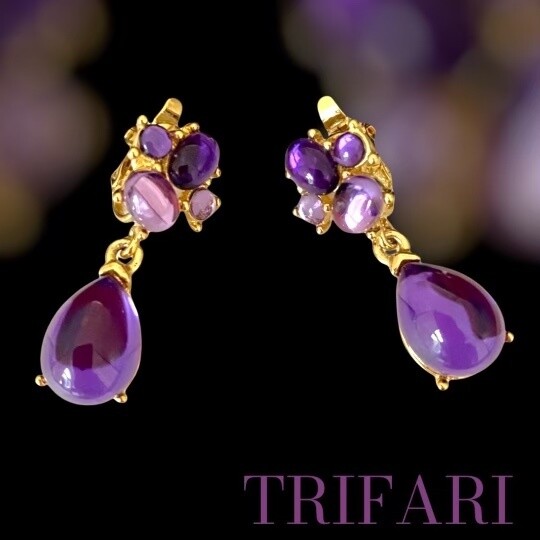 TRIFARI Gripoix purple earrings