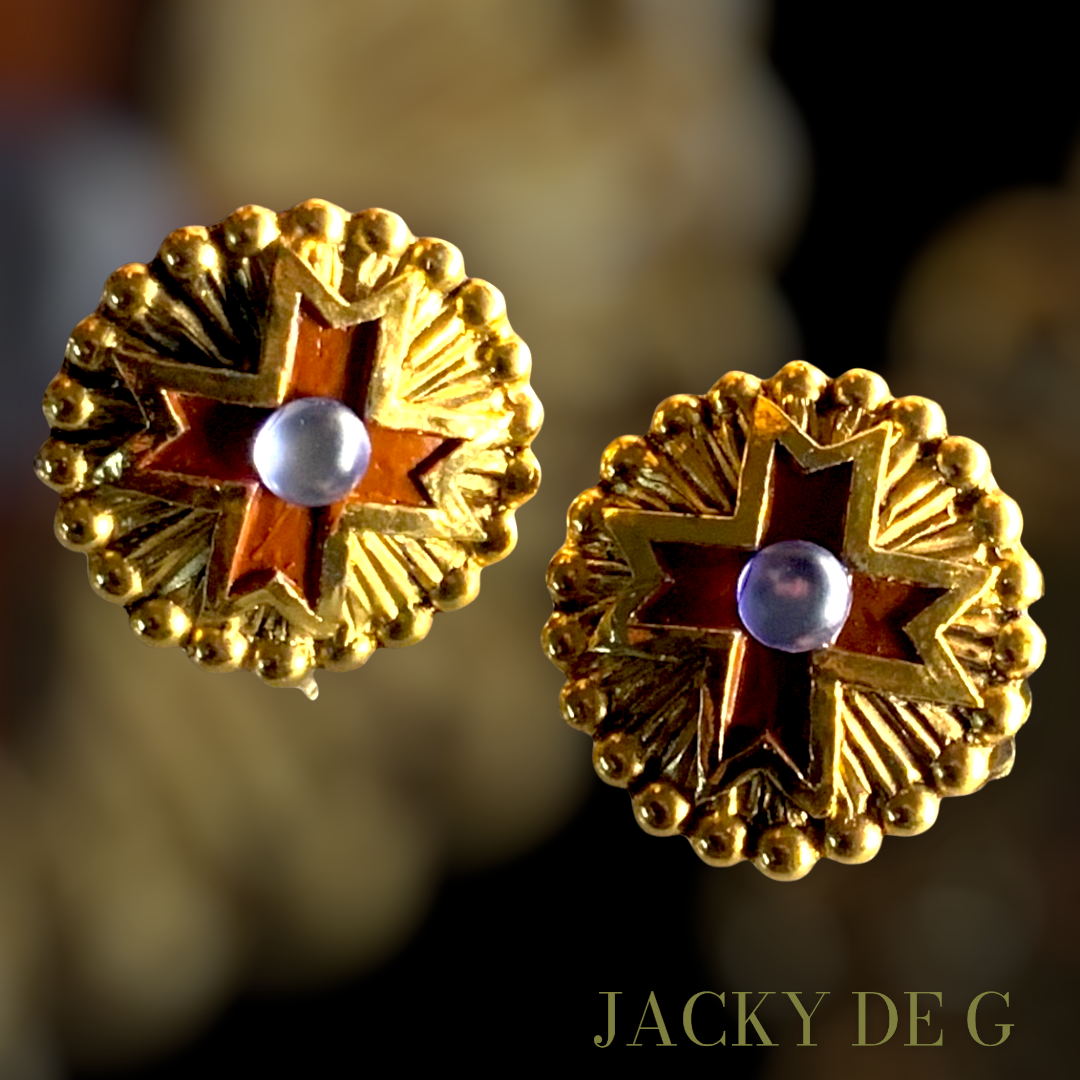 Boucles d'oreilles Vintage JACKY DE G en Résine