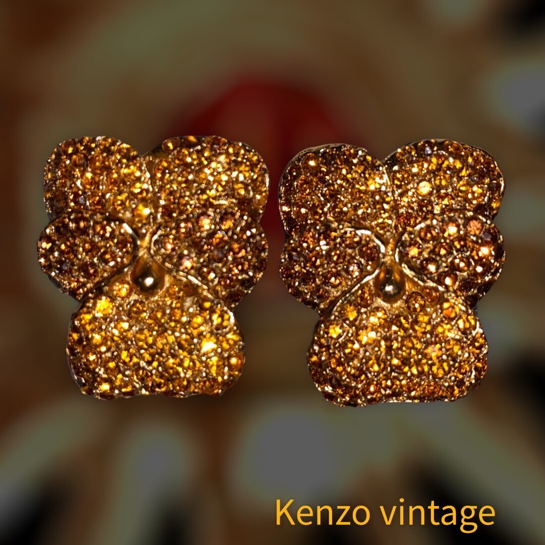 Boucles d&#39;oreilles Vintage Kenzo Swarovski et Strass