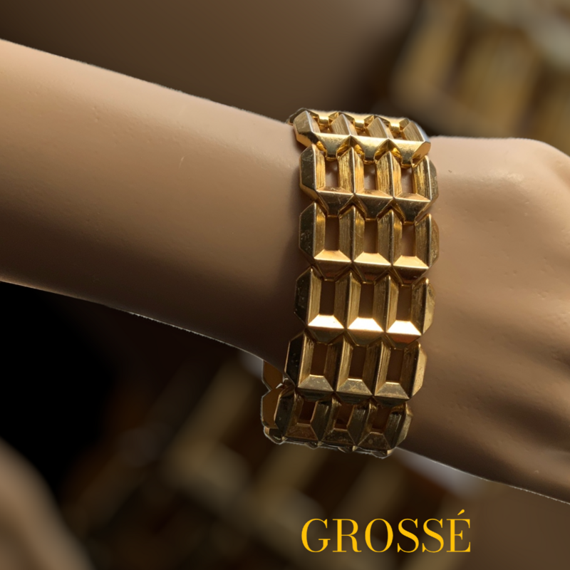 Bracelet vintage plaque or Grossé/Dior