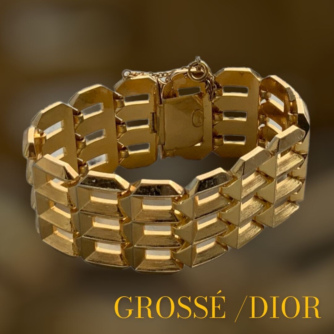 Bracelet vintage plaque or Grossé/Dior