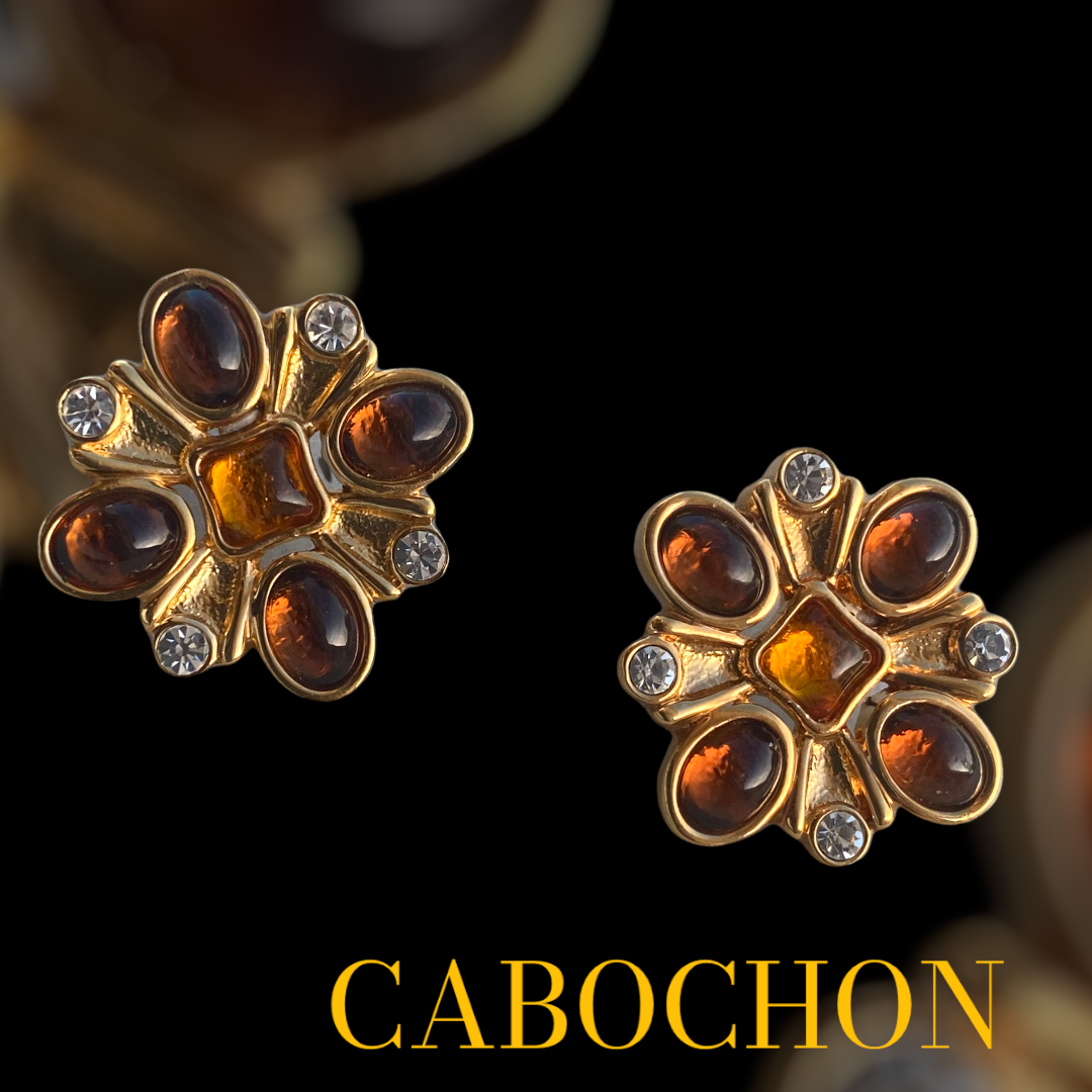 Vintage CABOCHON brooch and earrings set