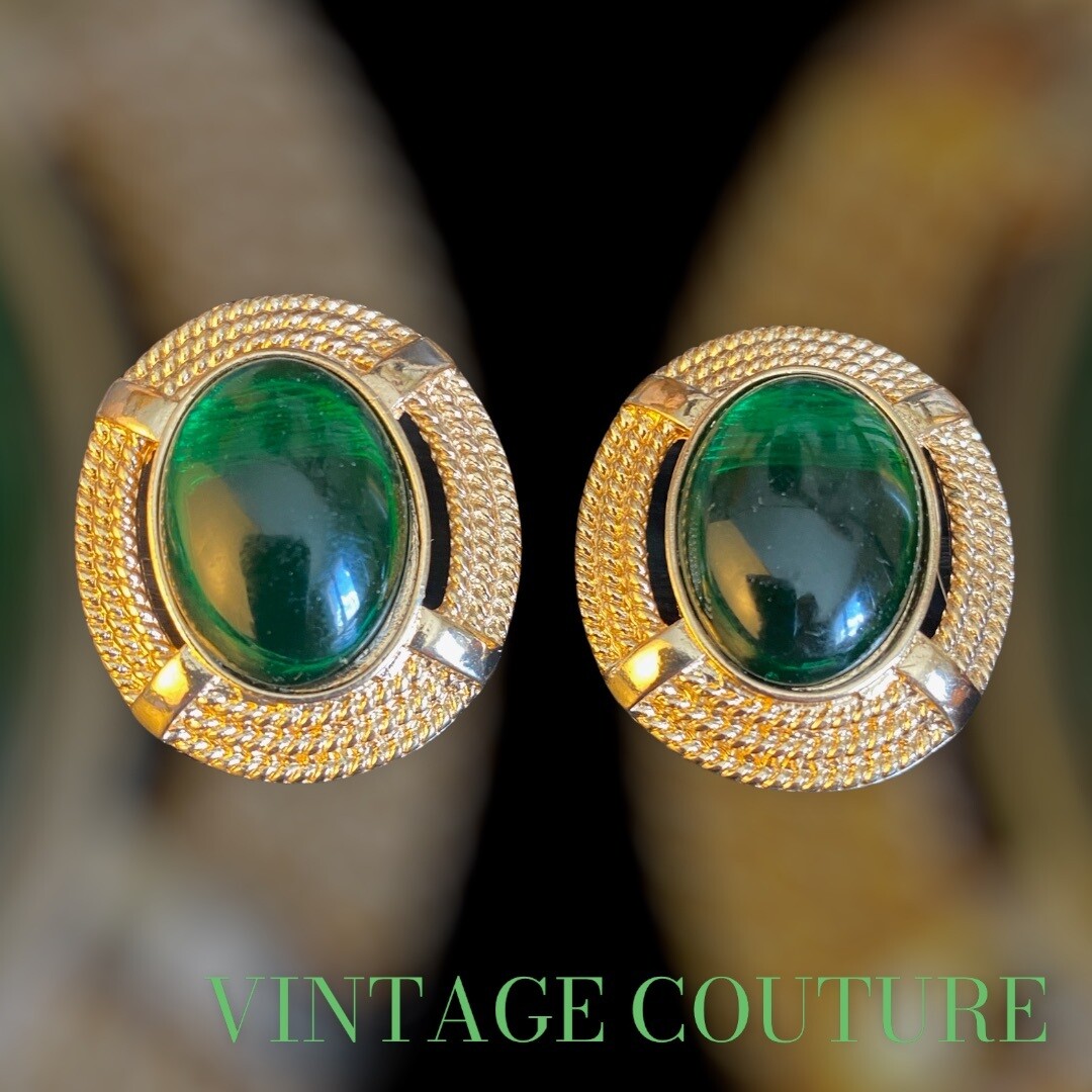 Green XL vintage earrings