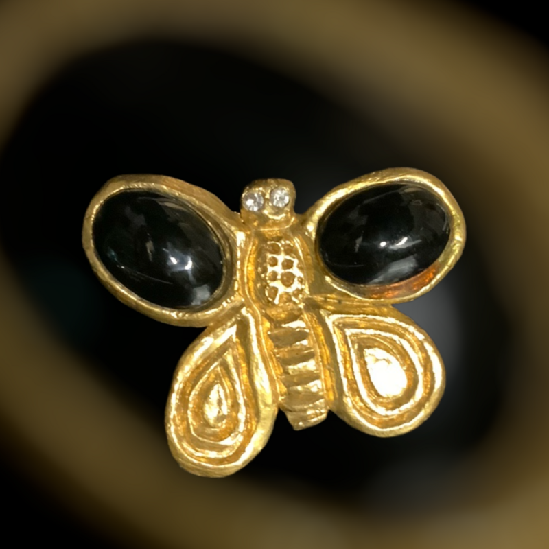 Broche Vintage Viva Paquita en Résine Noire