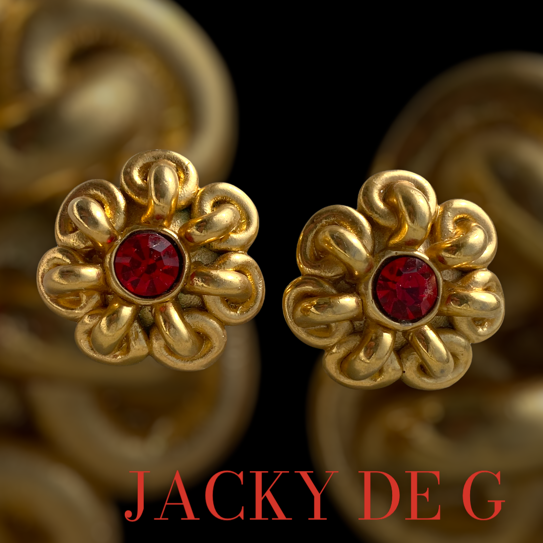 Boucles d'oreilles Vintage Jacky De G en Cristal