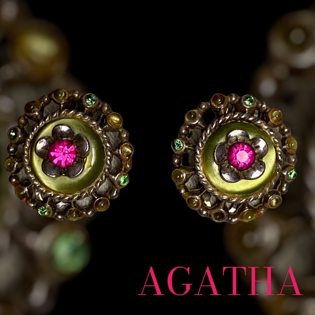 Boucles d&#39;oreilles Vintage Couture Cristal Swarovski et Résine