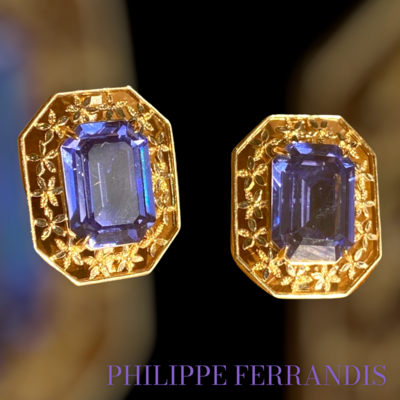 Boucles d&#39;oreilles Vintage PHILIPPE FERRANDIS Résine