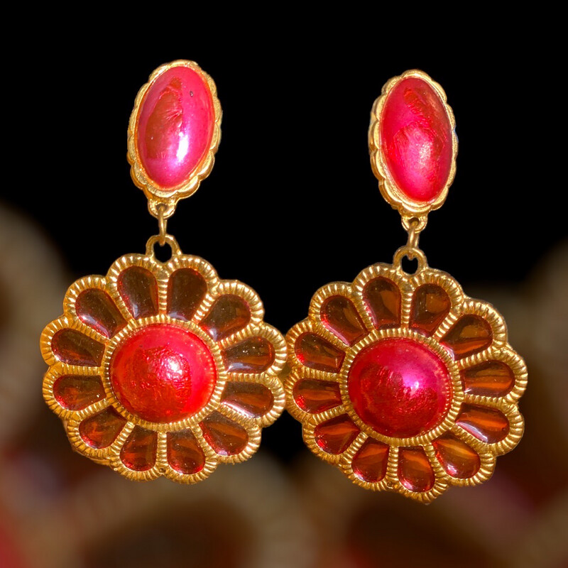Boucles d&#39;oreilles Vintage Cast Glass Couture