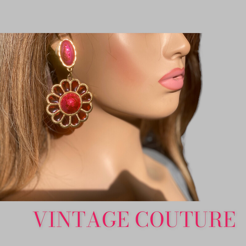 Boucles d'oreilles Vintage Cast Glass Couture