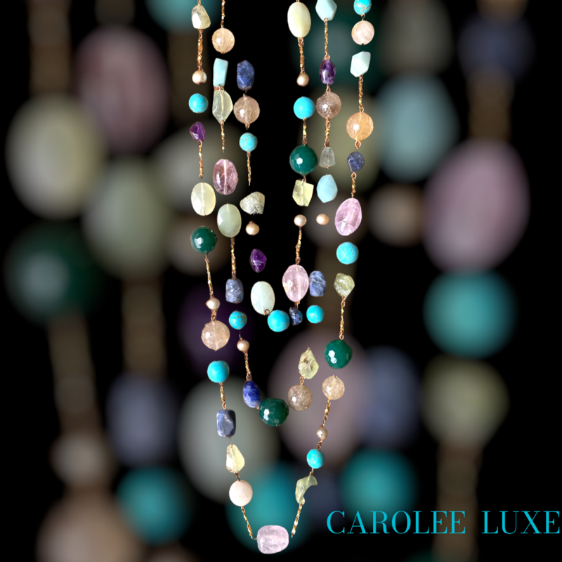 Collier vintage Carolee Luxury Turquoise Améthyste