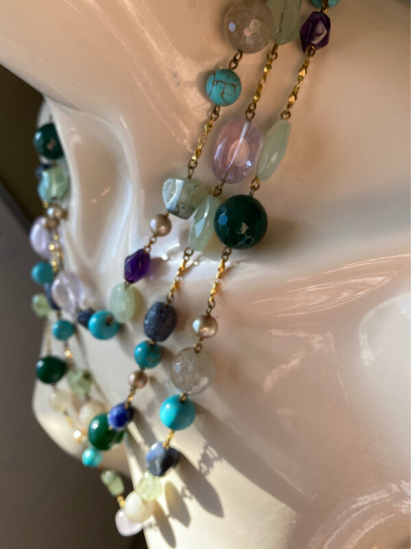 Collier vintage Carolee Luxury Turquoise Améthyste