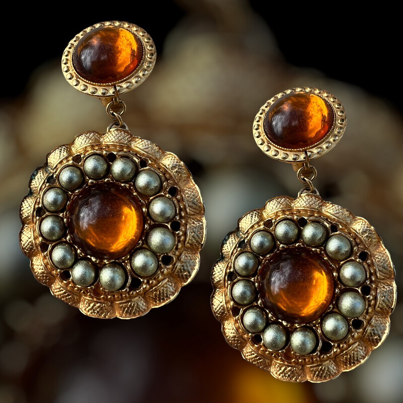 Boucles d'oreilles Babylone Vintage en Résine