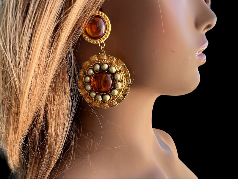 Boucles d&#39;oreilles Babylone Vintage en Résine