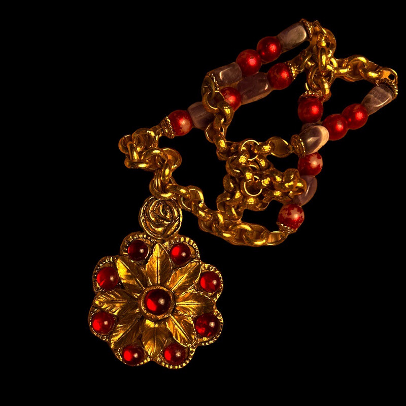 Collier Vintage Viva Paquita en Pâte de Verre