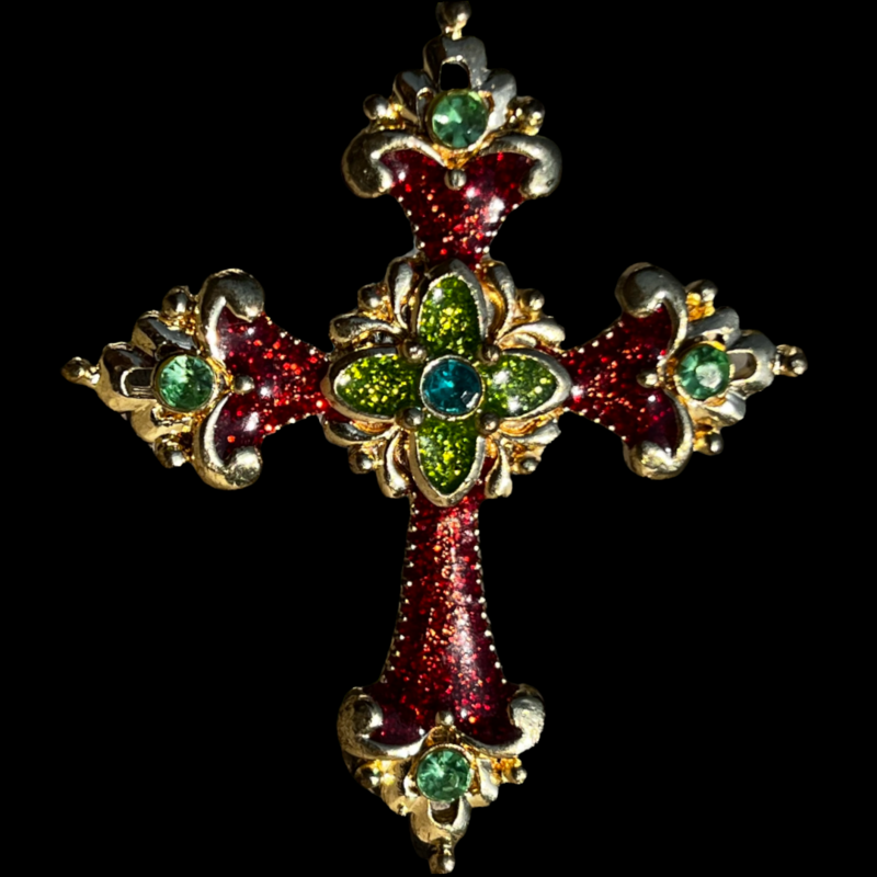 Broche Vintage en émail Rouge Miriam Haskell