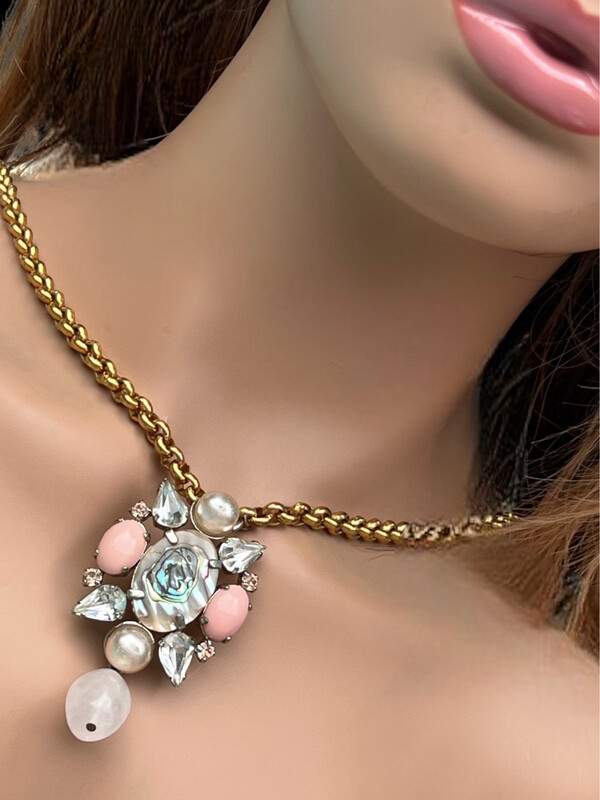 Chaîne et Pendentif en pâte de verre PHILIPPE FERRANDIS