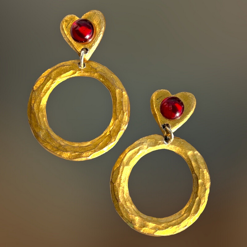 Boucles d'oreilles Vintage Viva Paquita en Résine Rouge