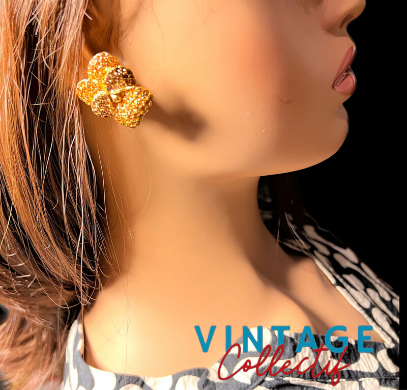 Boucles d'oreilles Vintage Kenzo Swarovski et Strass