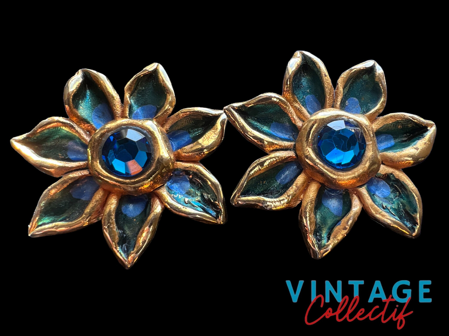 Boucles d&#39;oreilles vintage La rose Pourpre