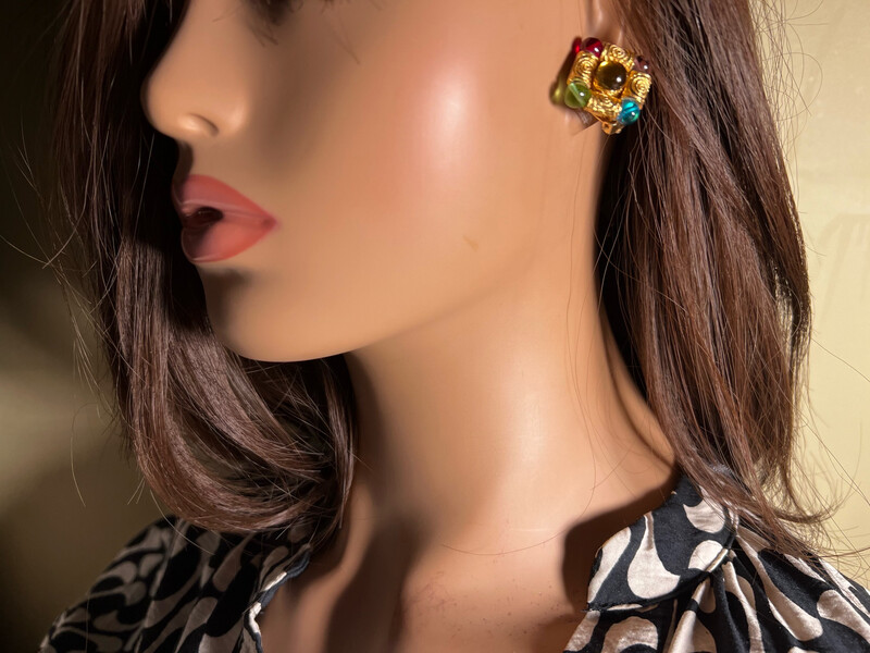Cabochons Lucite Boucles d'oreilles Vintage Couture