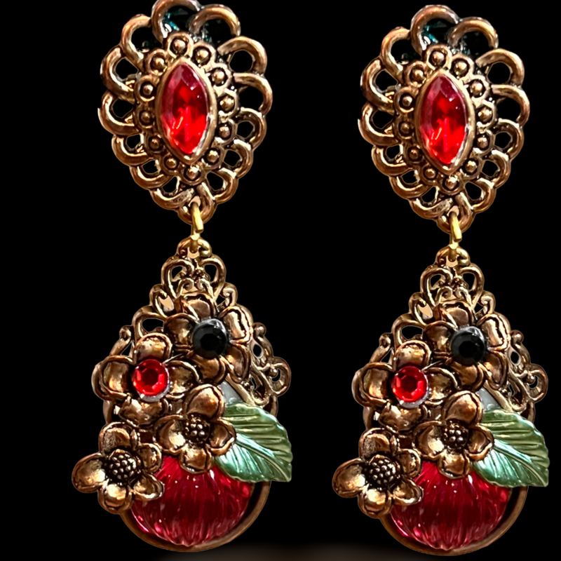 Boucles d&#39;oreilles Couture Vintage en Résine