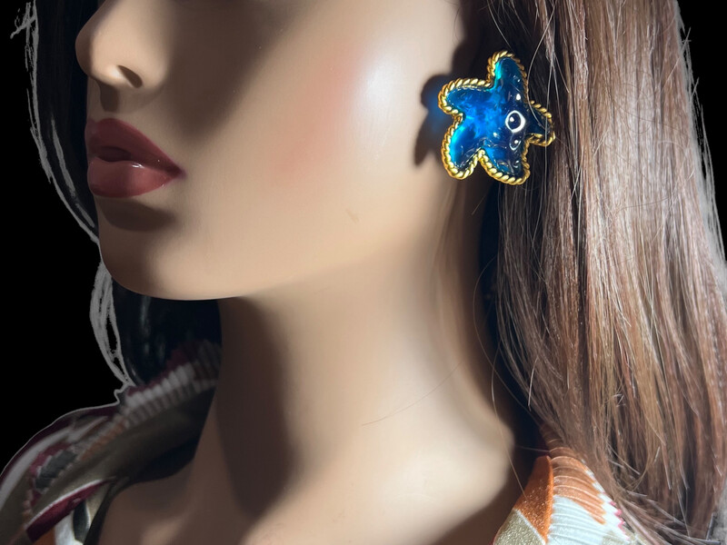Boucles d’oreilles vintage couture étoile de mer