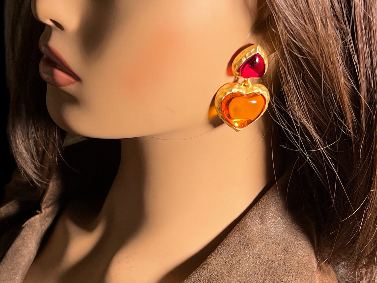 Boucles d&#39;oreilles ICONIC en résine orange 2 tons