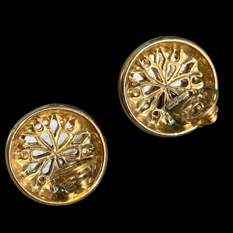 Earrings Vintage Yves Saint-Laurent red and gold, 3 cm