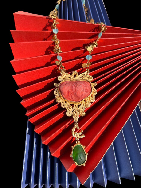 Christian Lacroix vintage necklace paid and glass bead