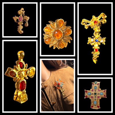 CHRISTIAN LACROIX AND JEAN PAUL GAULTIER BROOCHES
