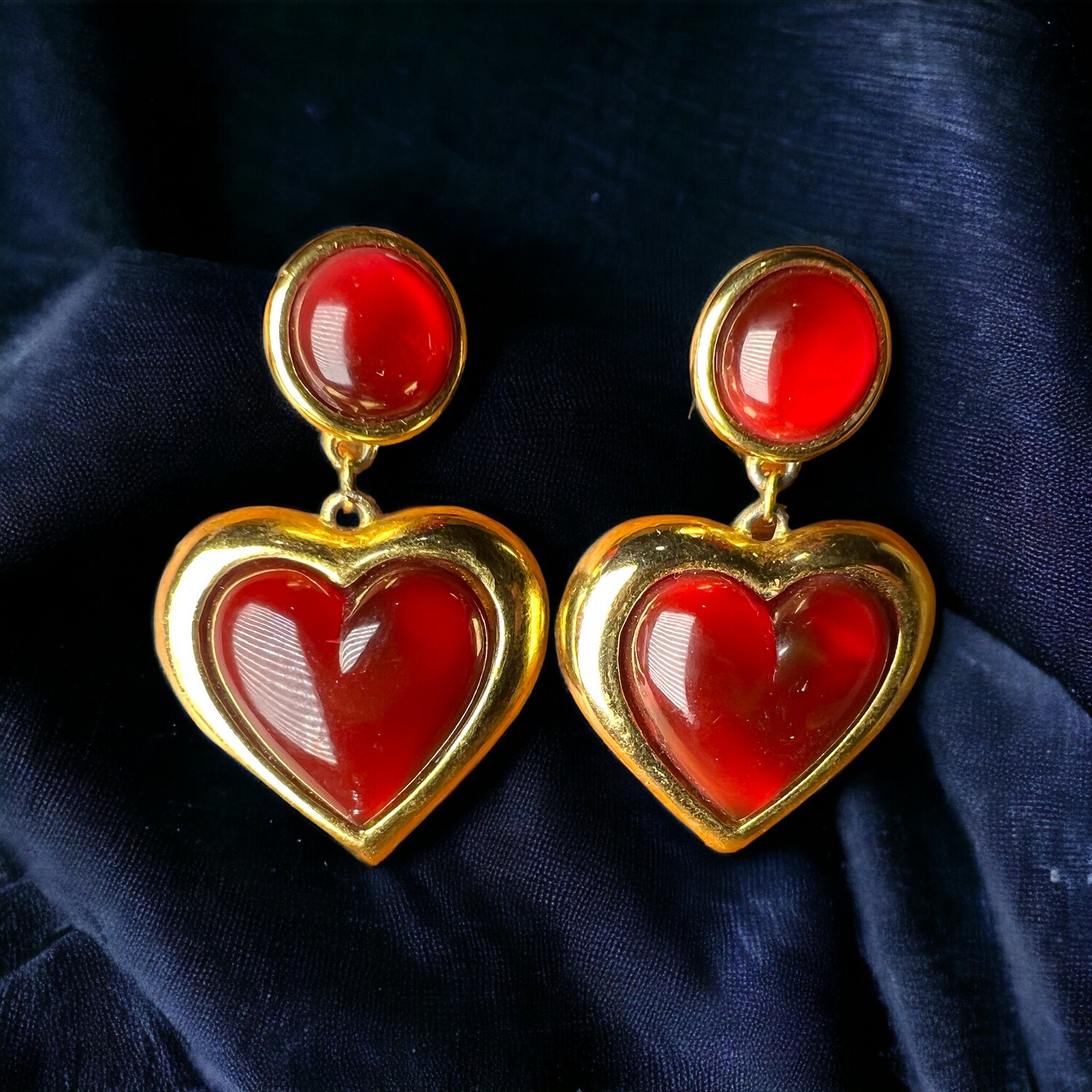 Vintage earrings glass paste and brass not signed Yves Saint Laurent