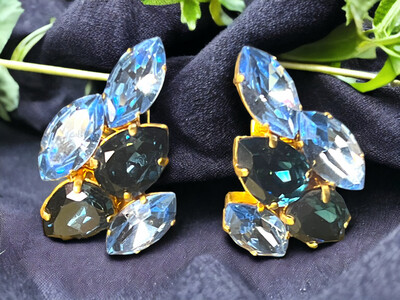 Vintage Yves Saint-Laurent Crystal blue multi-tone earrings