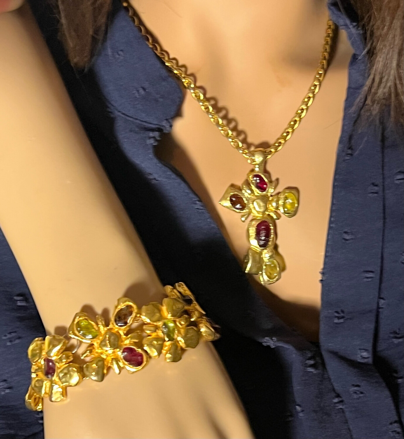 Complete set of earrings, bracelet, vintage necklace CHRISTIAN LACROIX