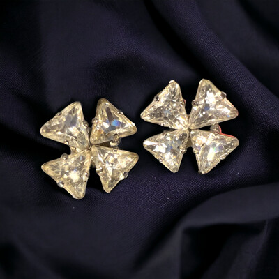 Vintage earrings Yves Saint-Laurent Rive Gauche Cross all in crystal