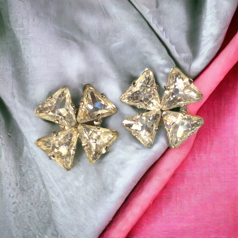 Vintage earrings Yves Saint-Laurent Rive Gauche Cross all in crystal
