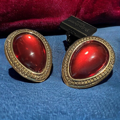 Vintage Yves saint Laurent earrings in red resin never worn