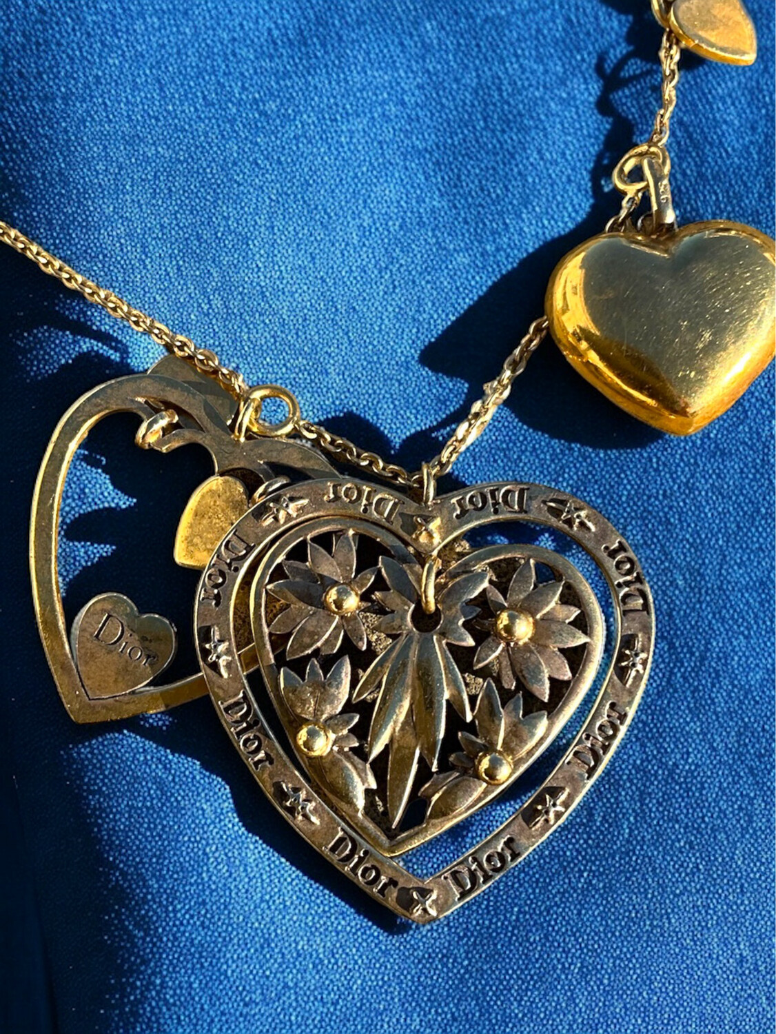 Christian Dior Chain and Heart Pendant Necklace