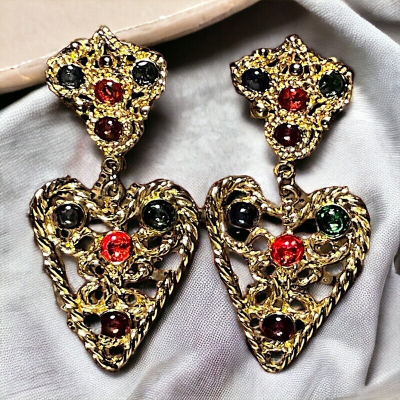 Gold-plated dangling earrings, very good Vintage