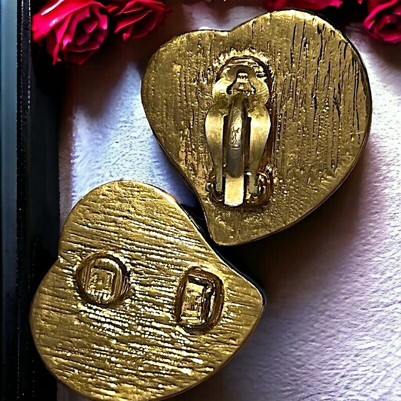 Vintage flea earrings, amber color, signed Yves Saint Laurent