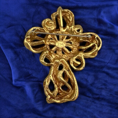 Broche pendentif vintage dorée Christian Lacroix, 1994