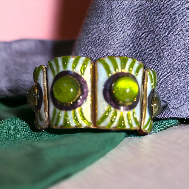 Vintage bracelet signed Andrée Bazot, in glass and ceramic paste