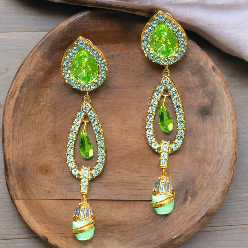 Earrings signed Yves Saint Laurent  Swarovski crystal and enamells